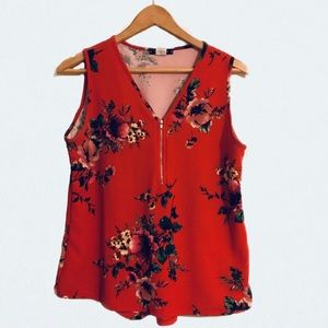 Sage & Victory Sleeveless Blouse W/ Front Zipper